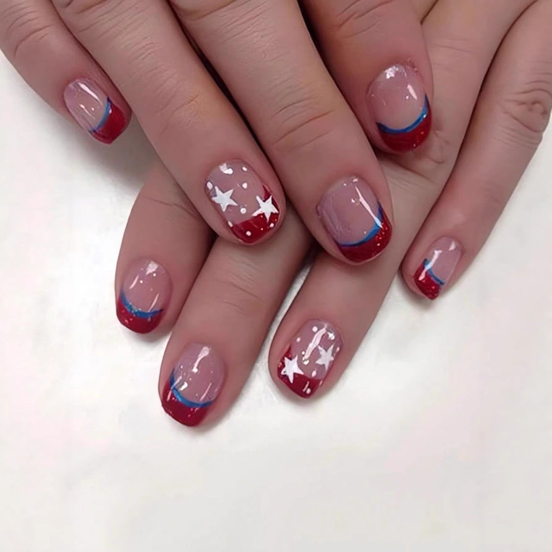 Patriotic Gel Nail Art Extensions Stornfield