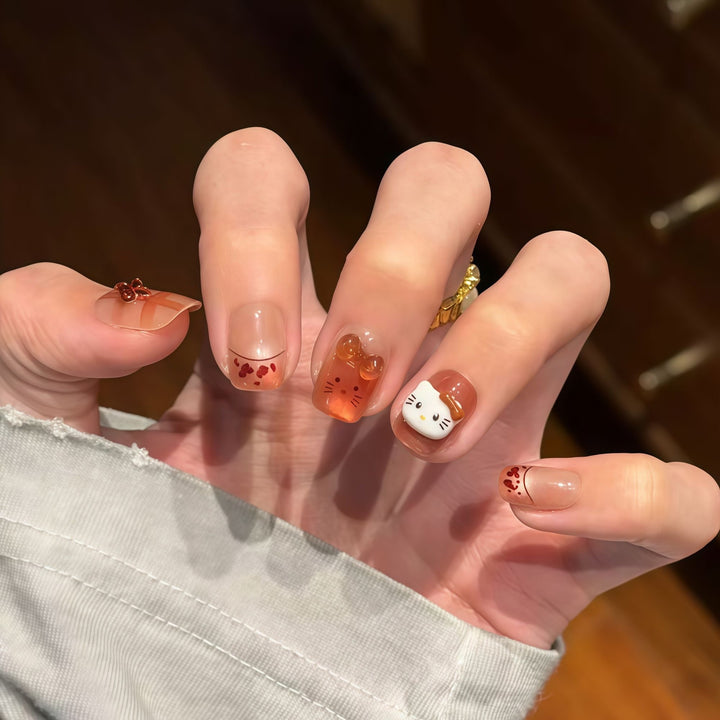 Glossy Natural Finish Press-On Nail Set