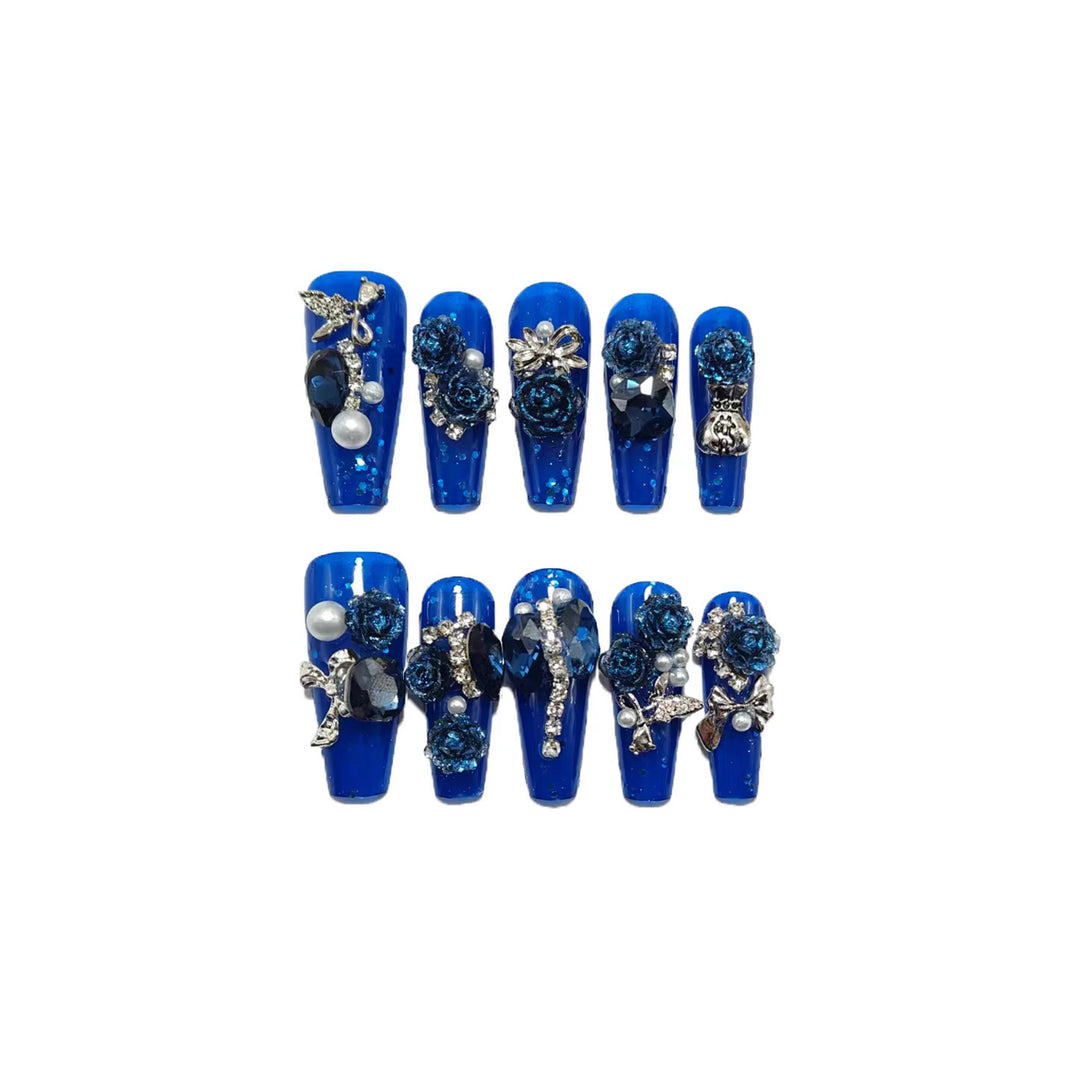 Glamorous artificial nails with floral decoration Stornfield