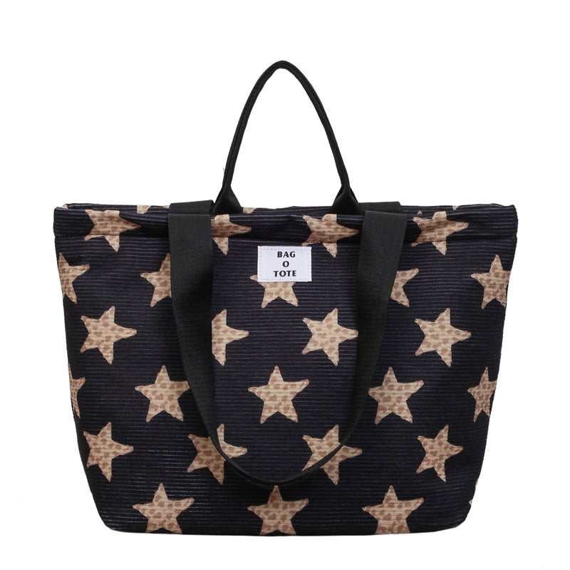 Star-Patterned Canvas Tote Bag