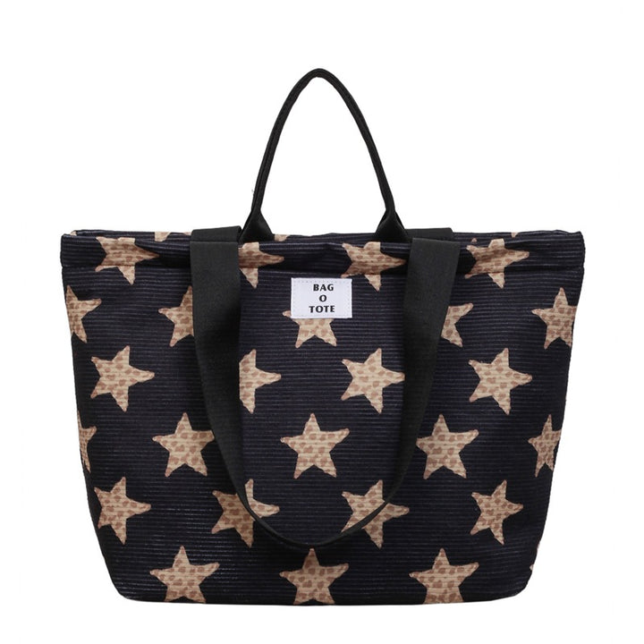 Star-Patterned Canvas Tote Bag