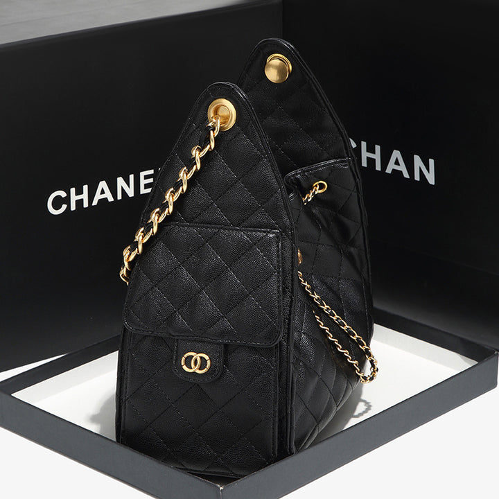 Quilted Drawstring Bucket Handbag
