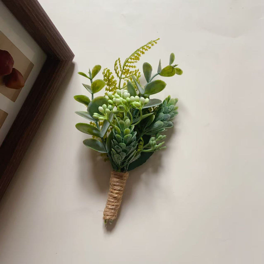 Elegant Faux Greenery Boutonniere