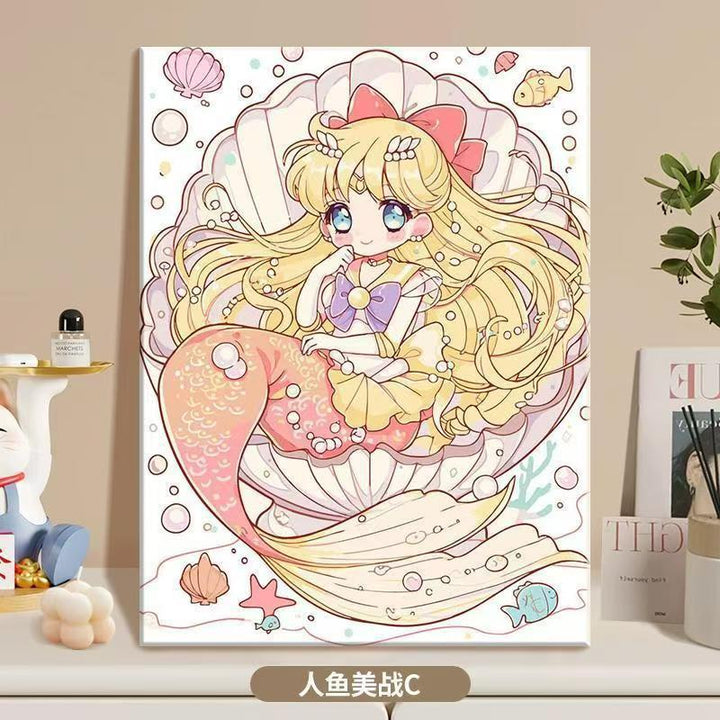 Anime-Inspired Mermaid Illustration Canvas Art Stornfield