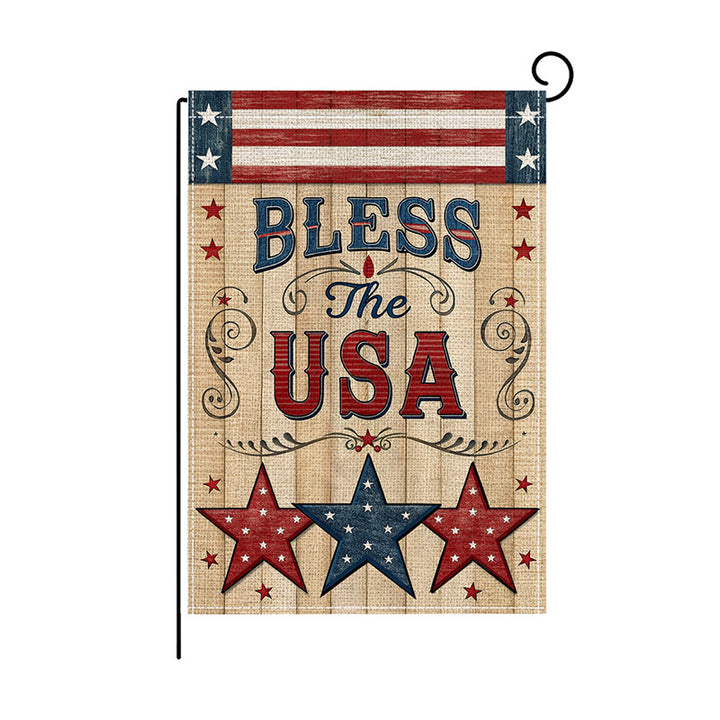Patriotic Mason Jar Floral Burlap-Texture Outdoor Garden Flag
