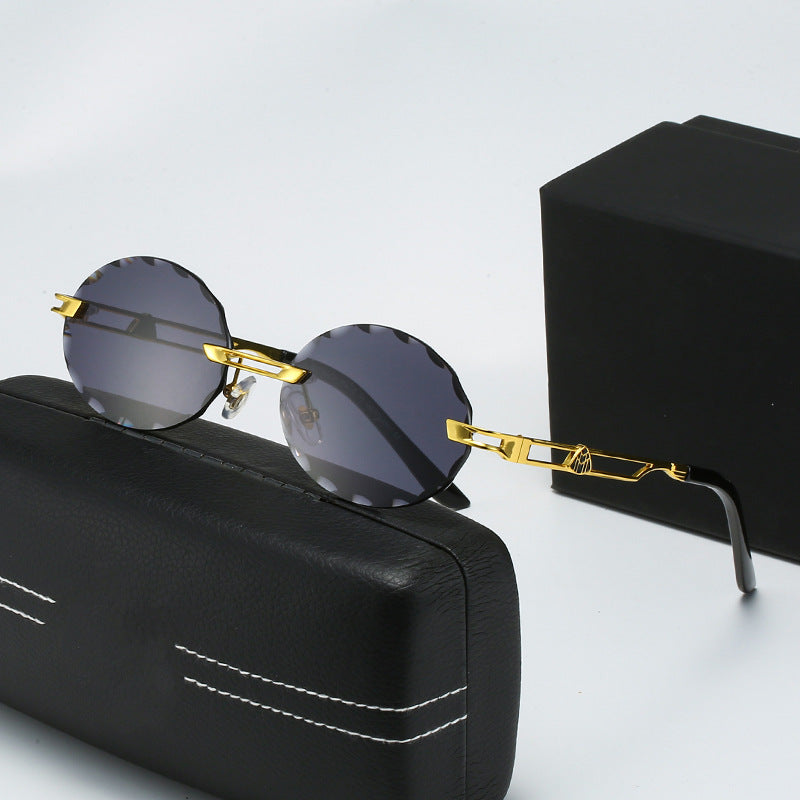 Ladies round sunglasses with unique wave design and high-quality metal frame Stornfield