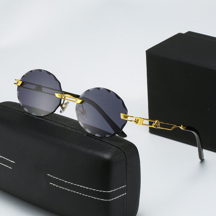 Ladies round sunglasses with unique wave design and high-quality metal frame Stornfield