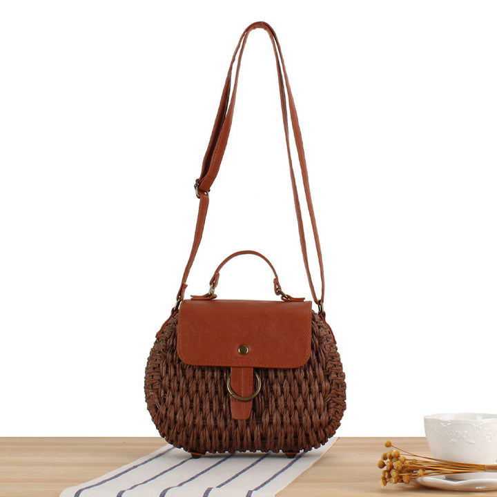 Handbag with Elegant Leather Lid and Woven Design Stornfield