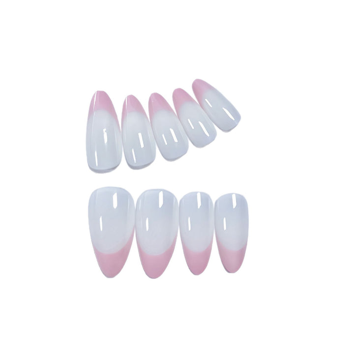 Stylish Almond-Shaped Press-On Nail Set with Chic Pink Tips Stornfield