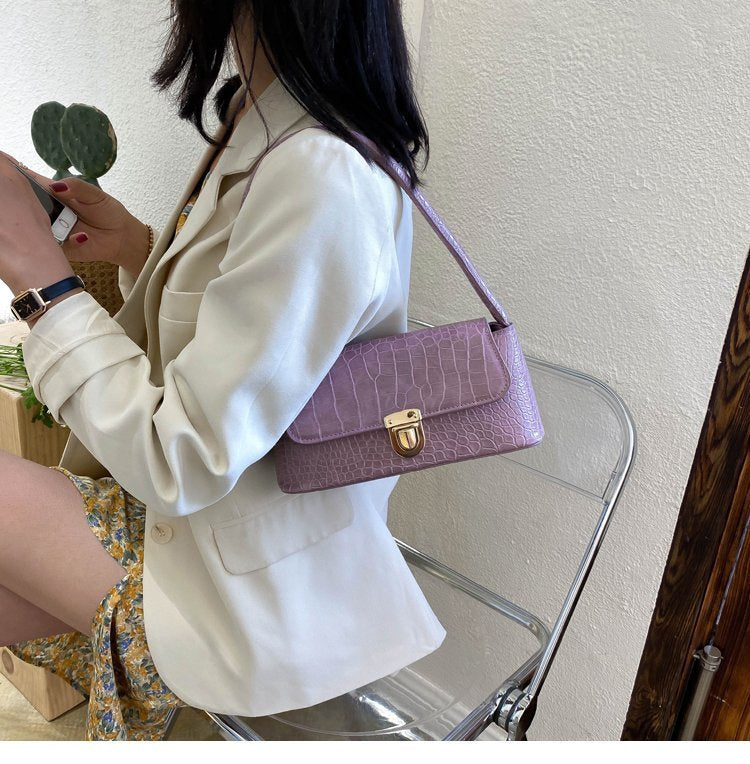 Textured Crocodile-Style Shoulder Bag