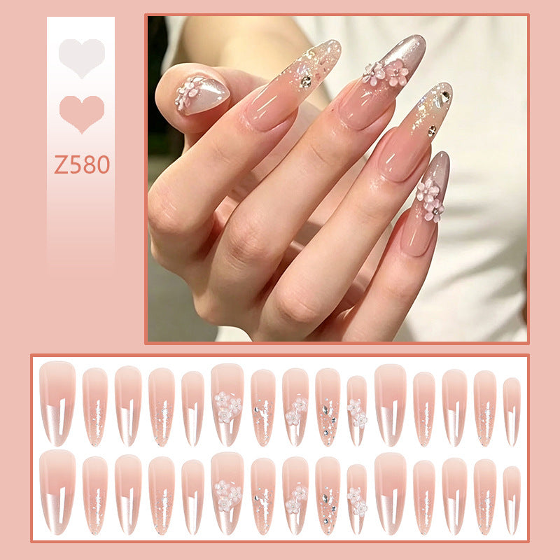 Nail art set with floral 3D applications and glitter accents Stornfield