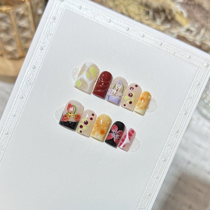 Decorative Nature-Themed Press-On Nail Set Stornfield