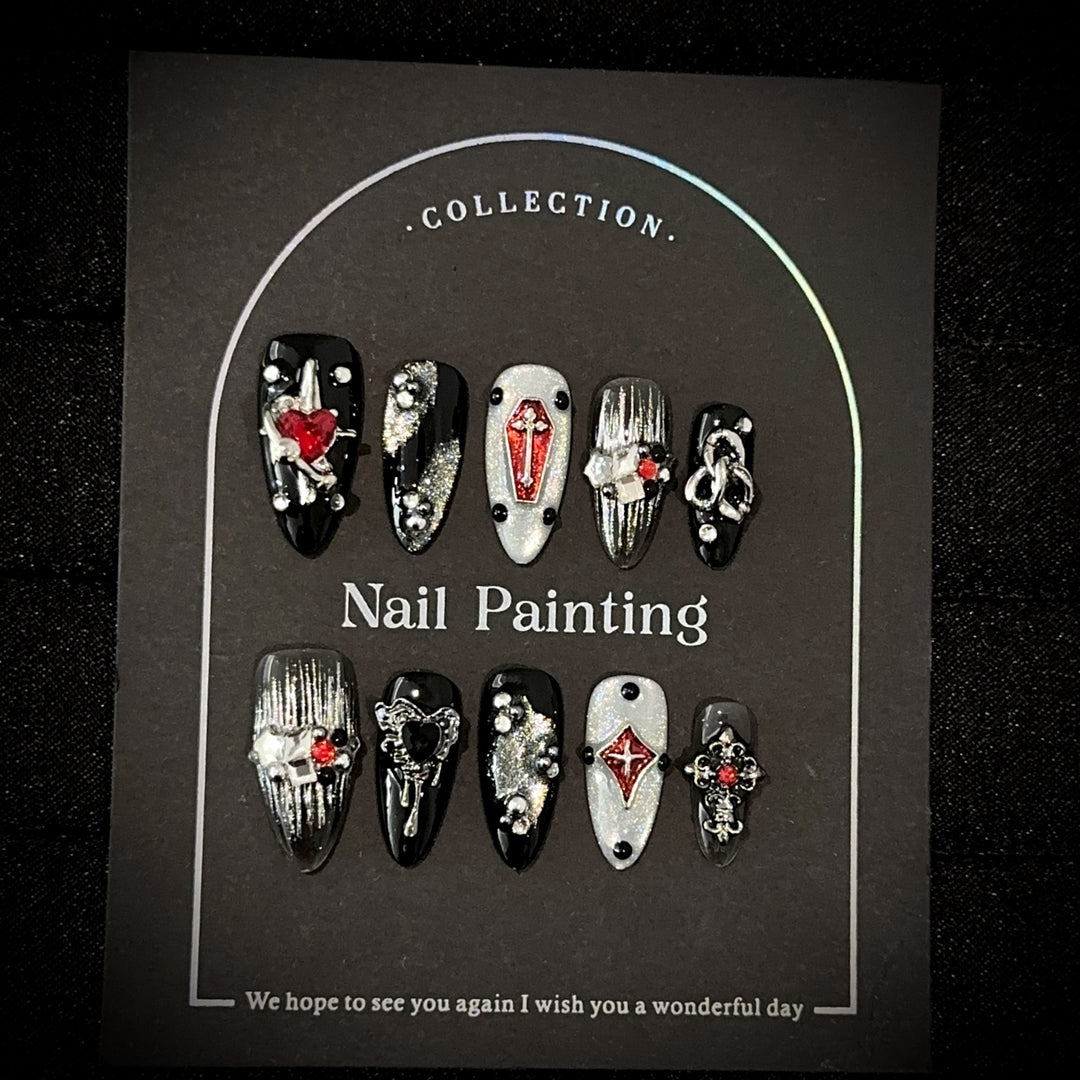 Gothic-Inspired Decorative Press-On Nails