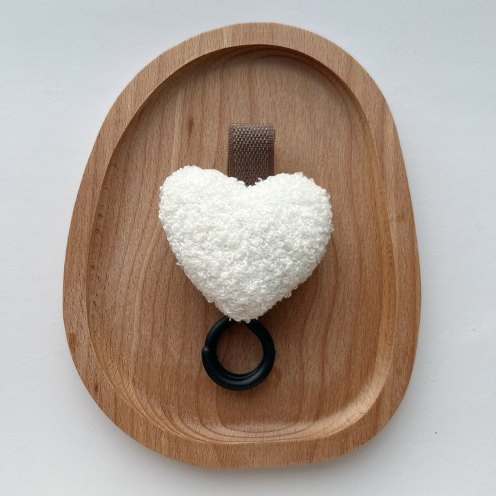 Plush Heart Pacifier Holder with Silicone Teething Ring
