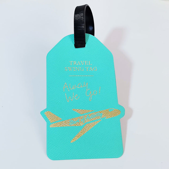 premium travel luggage tag with embossed airplane motif Stornfield