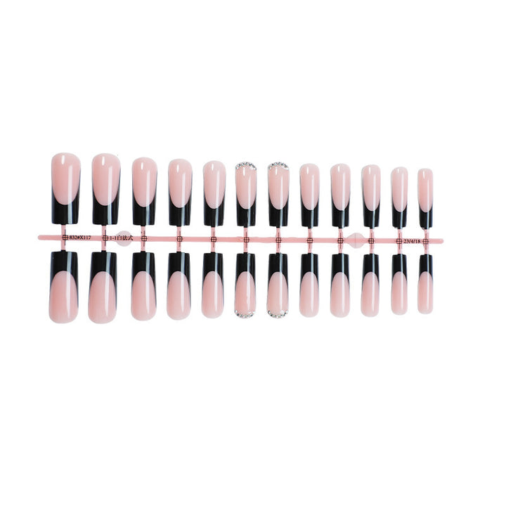 Creative nail art set with elegant black-pink design Stornfield