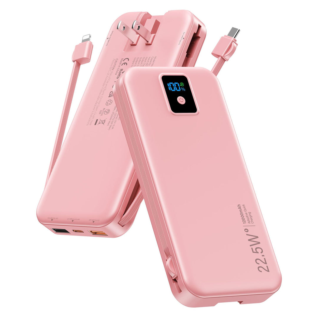 Power bank with digital LCD display and integrated charger Stornfield