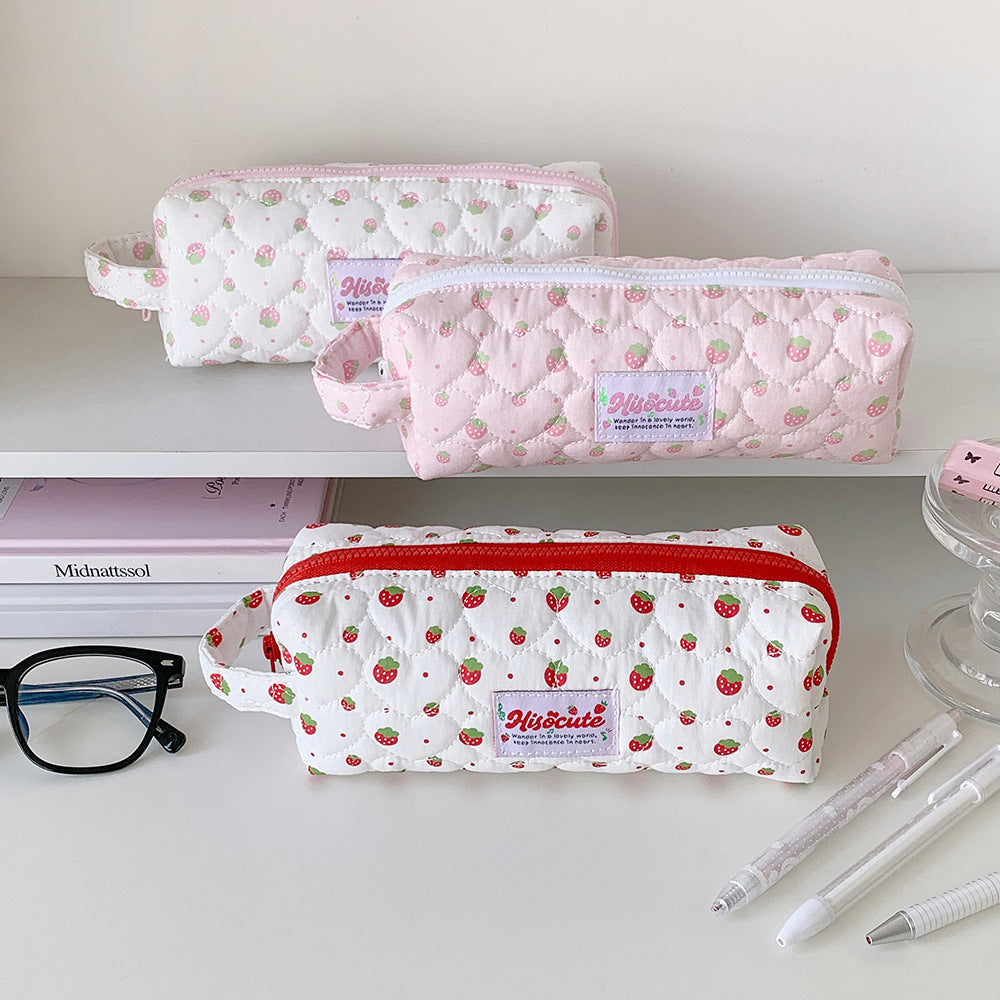 Quilted Berry-Themed Pencil Case