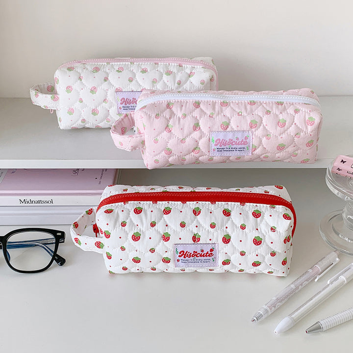 Quilted Berry-Themed Pencil Case