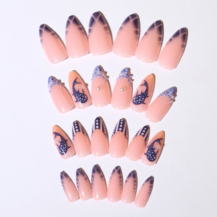 Elegant artificial nail set with maritime accents Stornfield