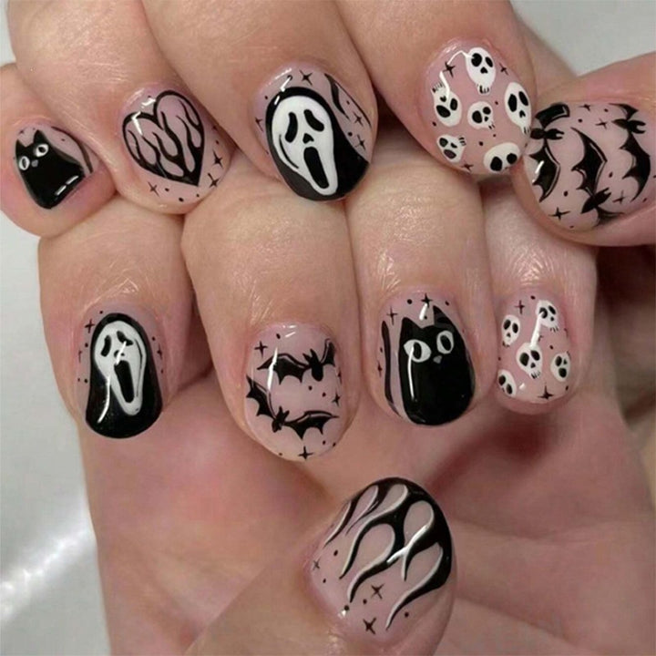 Creative nail art set with spooky designs Stornfield