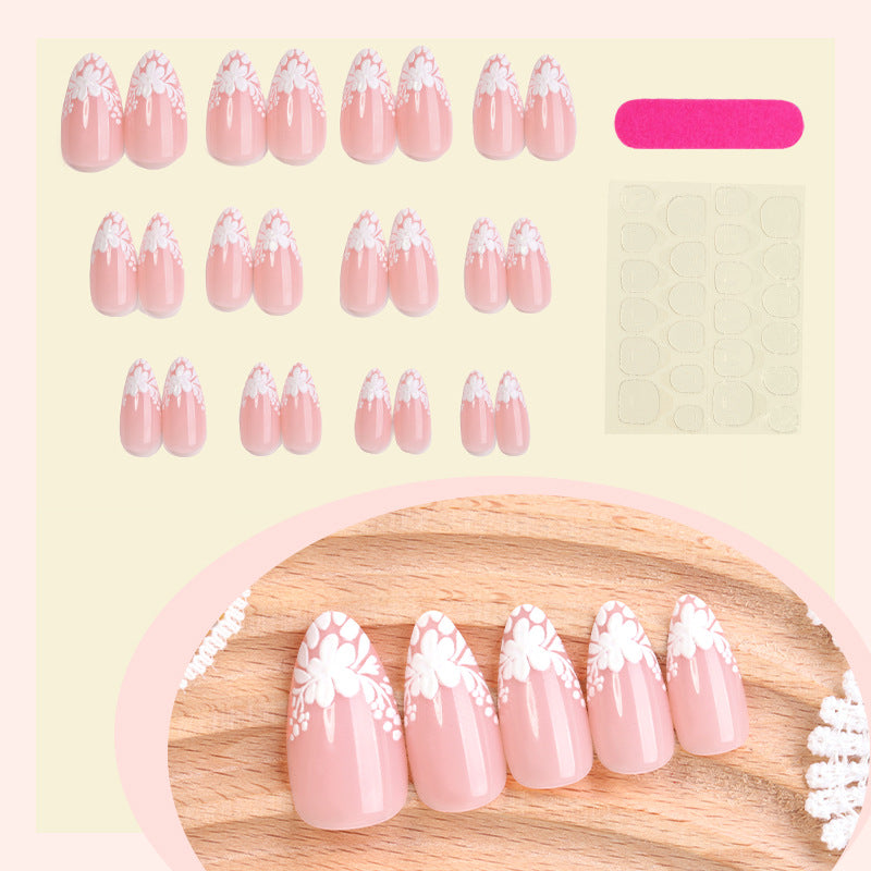Elegant Decorative Press-On Nail Set with Floral Accents Stornfield 1788495970