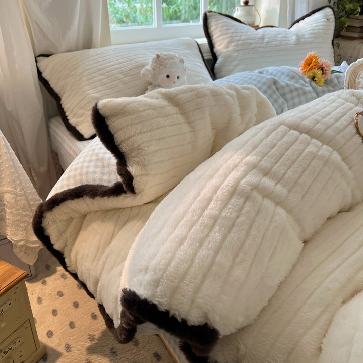 Plush Faux Fur Reversible Comforter Set