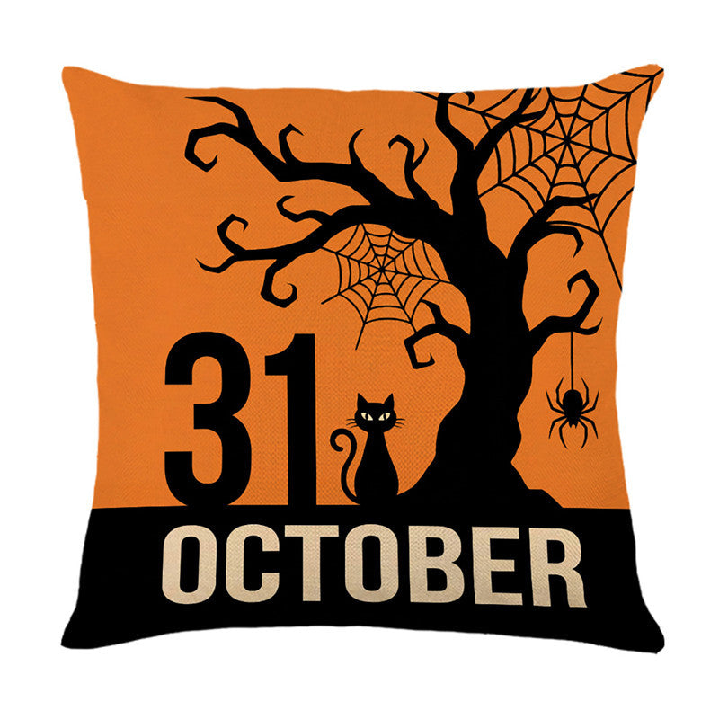 Halloween Ghost Cotton-Linen Square Throw Pillow Covers Set with Hidden Zipper
