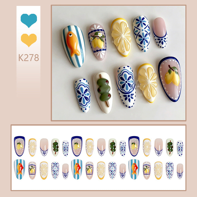 Artful nail tips with hand-drawn designs Stornfield