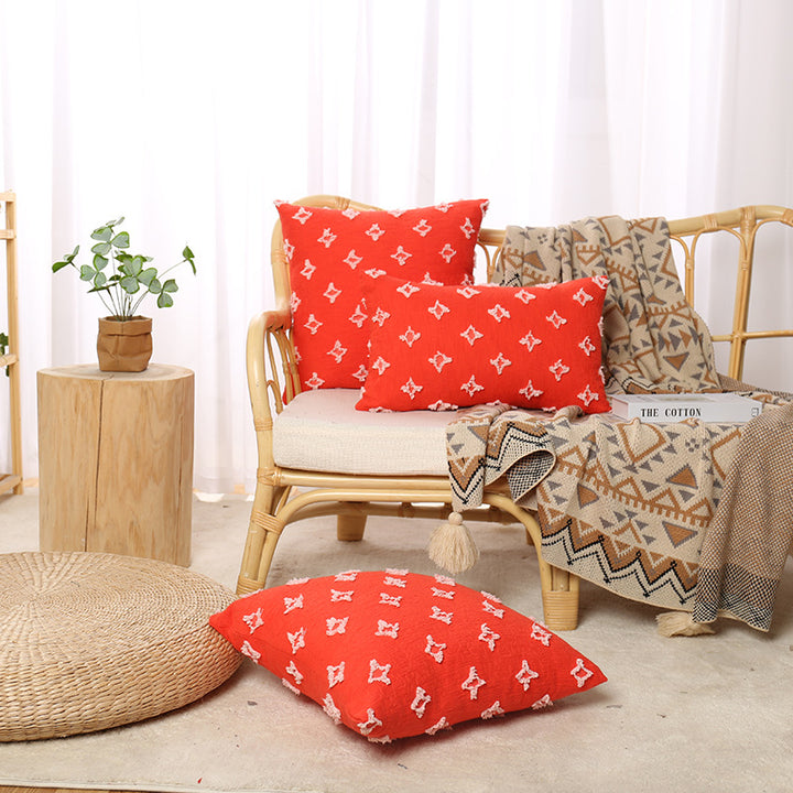 Bohemian Embroidered Square and Lumbar Throw Pillow Cover Set