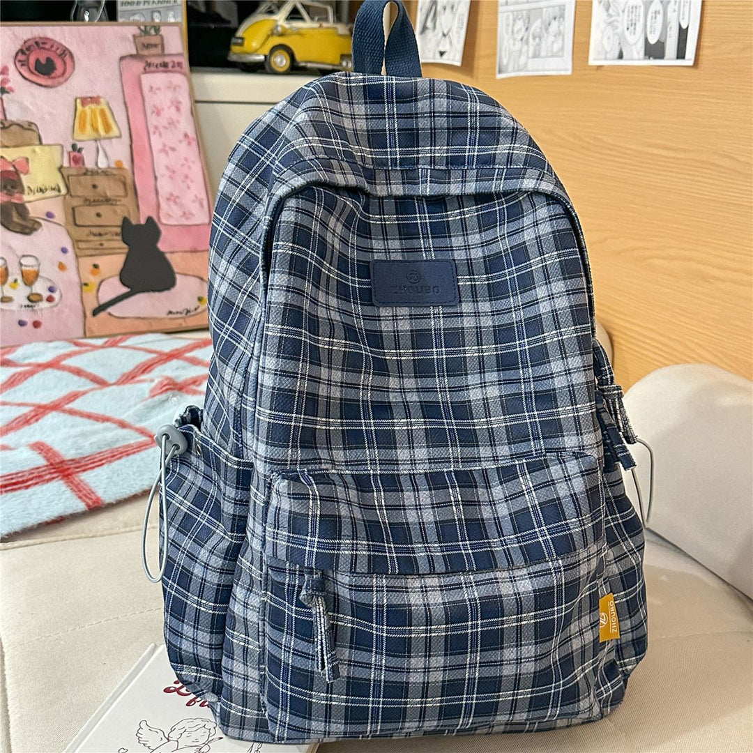 Stylish Plaid Patterned Backpack Stornfield