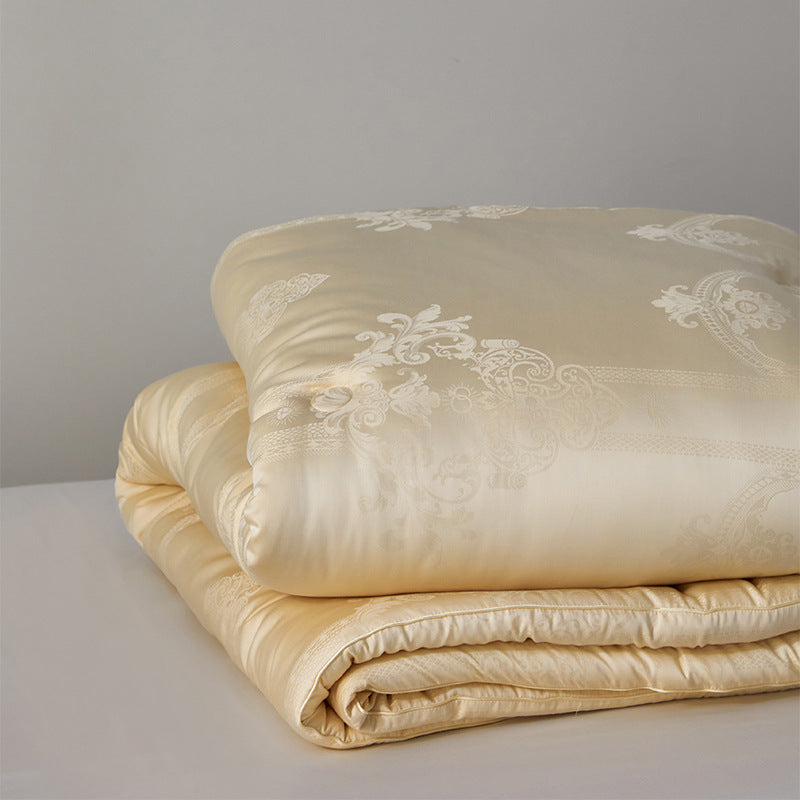 Noble quilted blanket with fine jacquard relief and button tufting