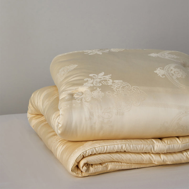Noble quilted blanket with fine jacquard relief and button tufting