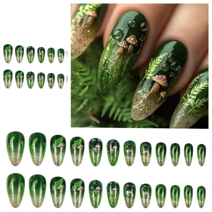 Elegant artificial nails with botanical design Stornfield