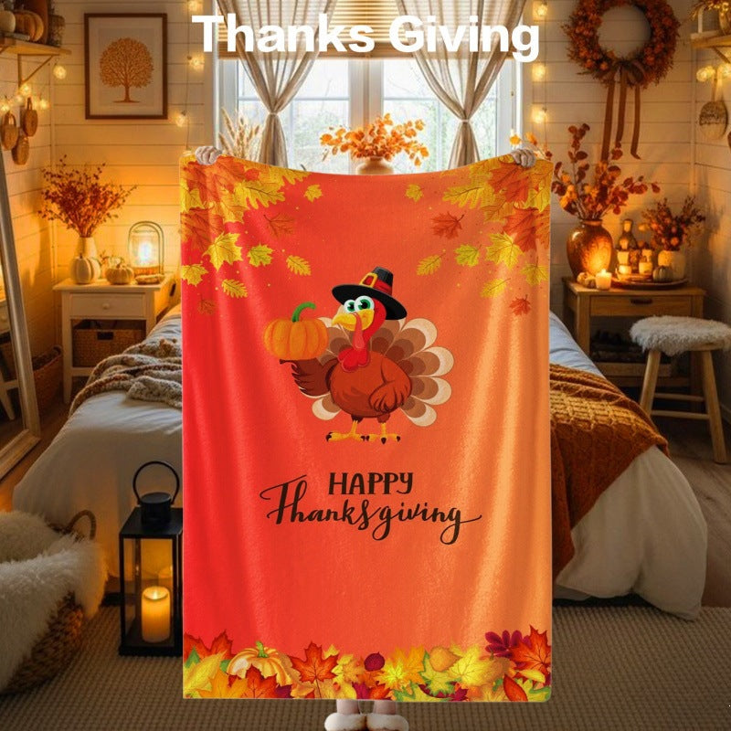 Thanksgiving-Themed Cozy Fleece Blanket