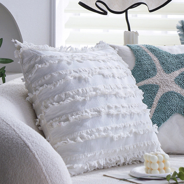 Decorative cushion cover with high-pile starfish relief Stornfield
