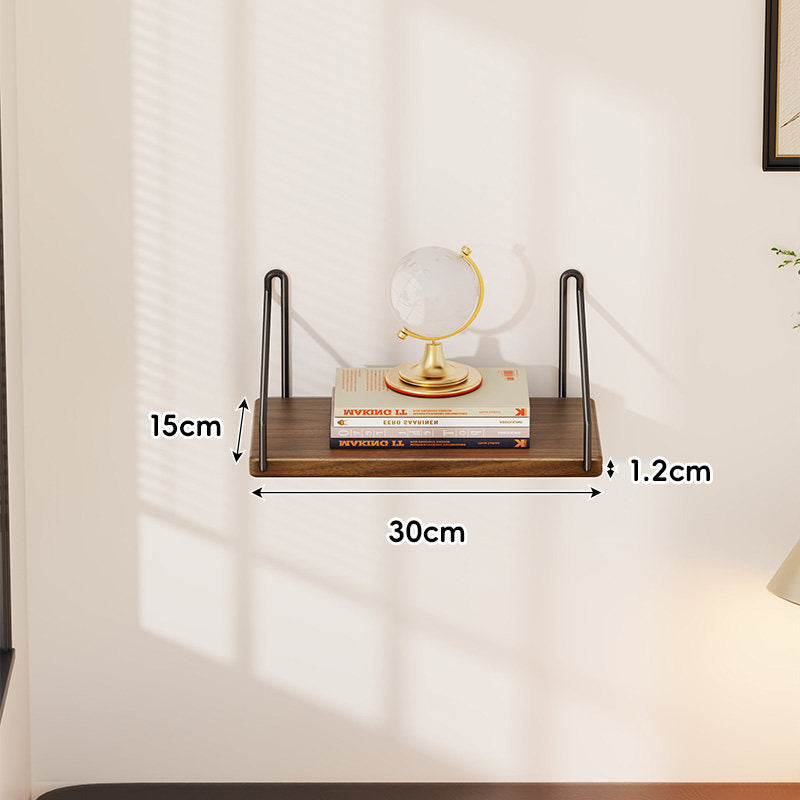 Compact Wall-Mounted Floating Shelf with Slim Metal Side Brackets