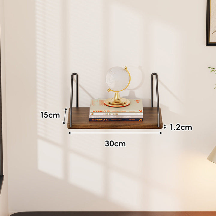 Compact Wall-Mounted Floating Shelf with Slim Metal Side Brackets
