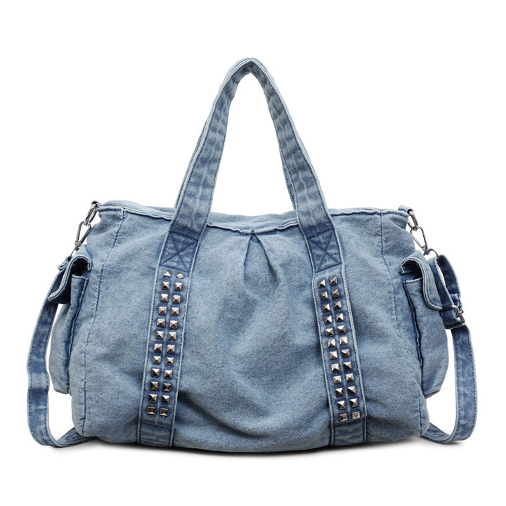 Distressed Denim Weekender Bag
