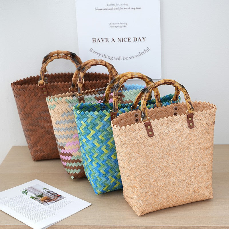 Bamboo Handle Bag Made of Braided Material Stornfield