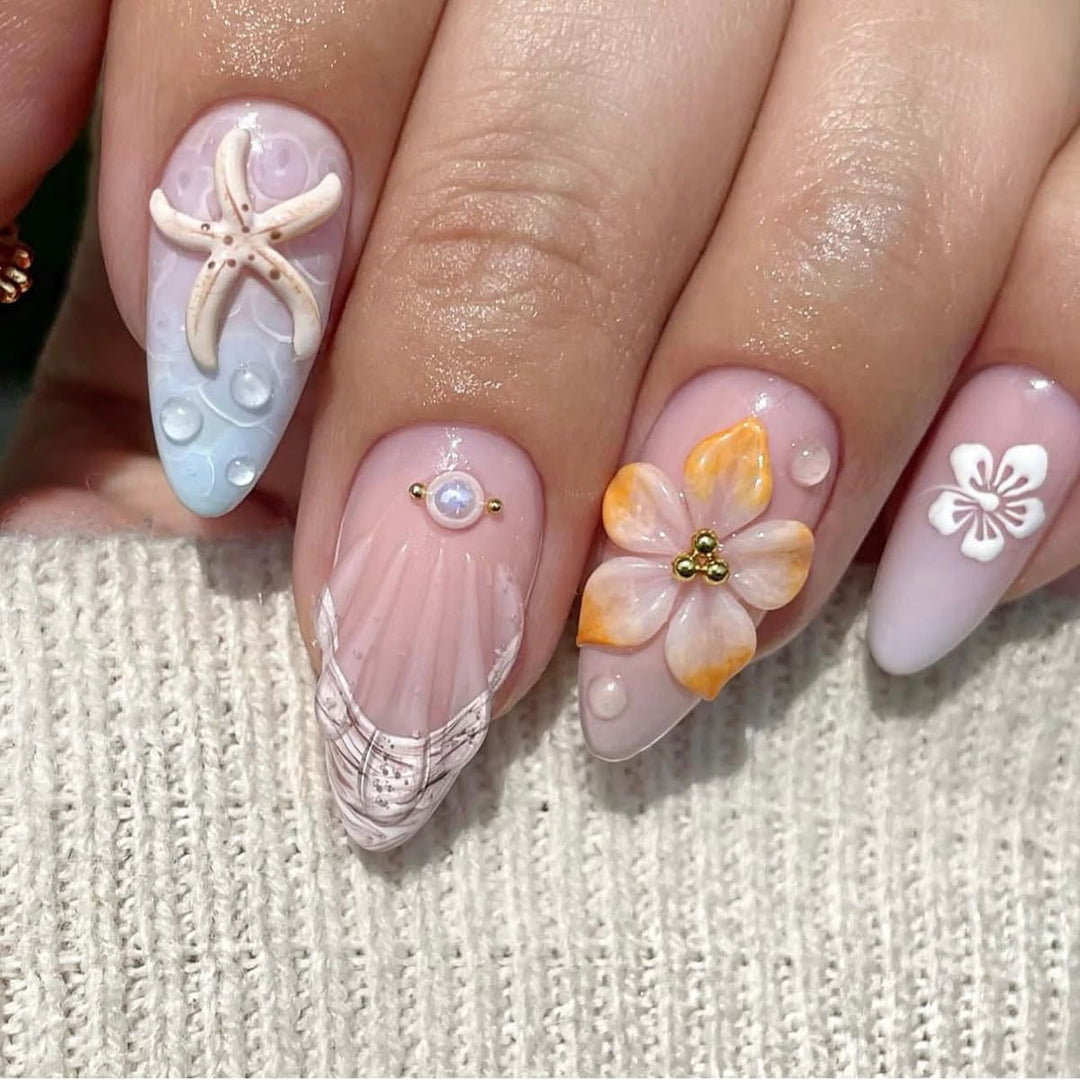 Artistic 3D Floral Press-On Nail Set Stornfield
