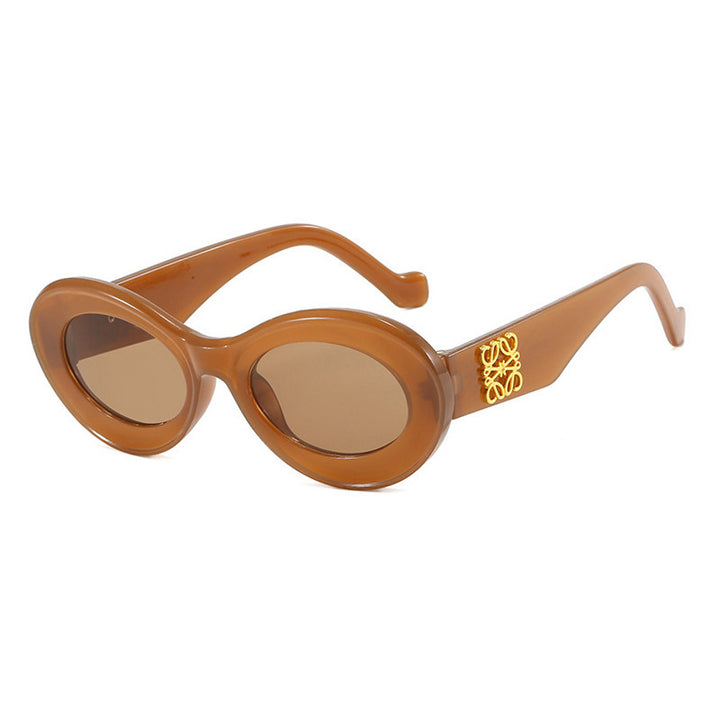 Women's fashionable sunglasses with oval frame and golden accents Stornfield