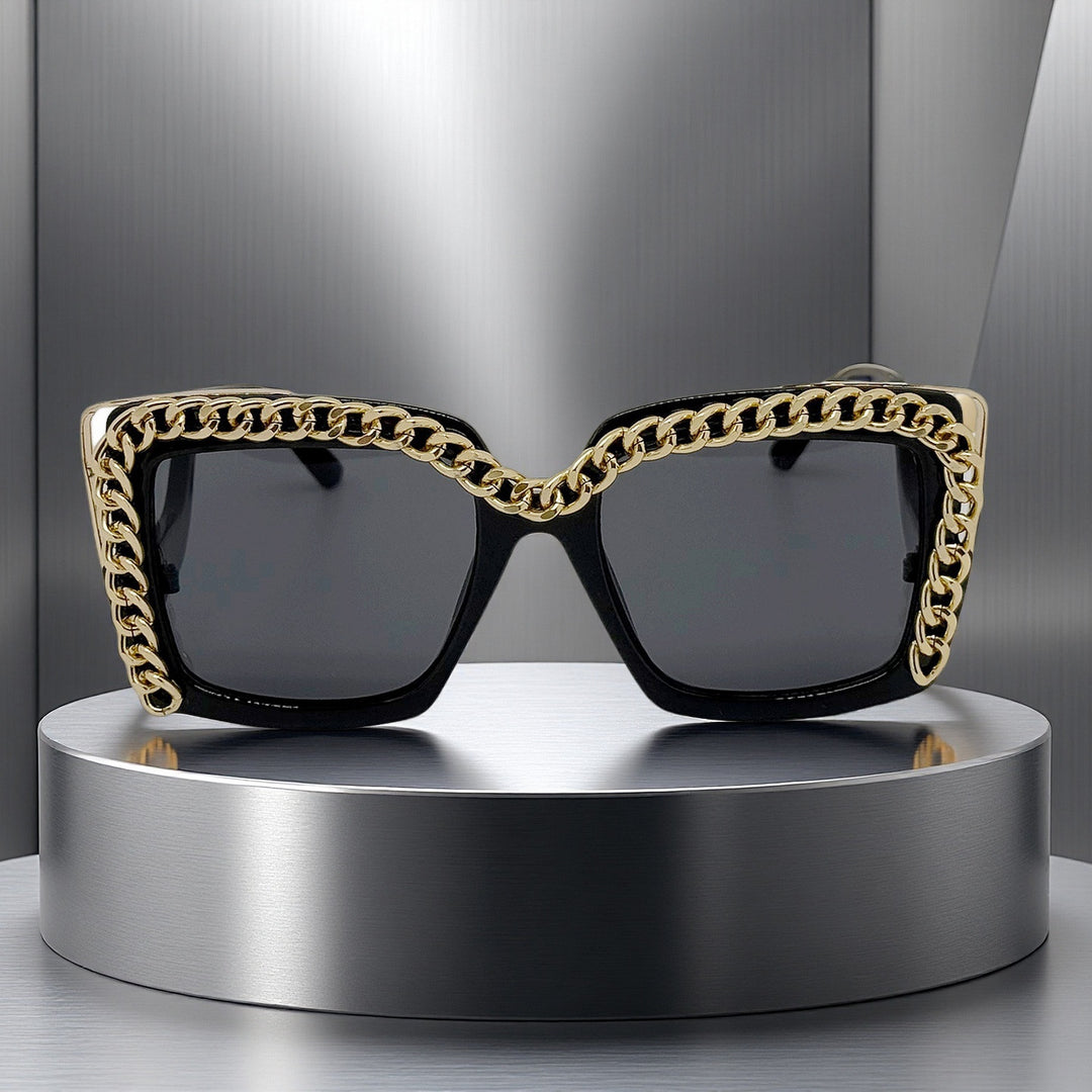 Women's fashionable oversized sunglasses with chain frame Stornfield