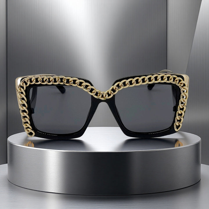 Women's fashionable oversized sunglasses with chain frame Stornfield