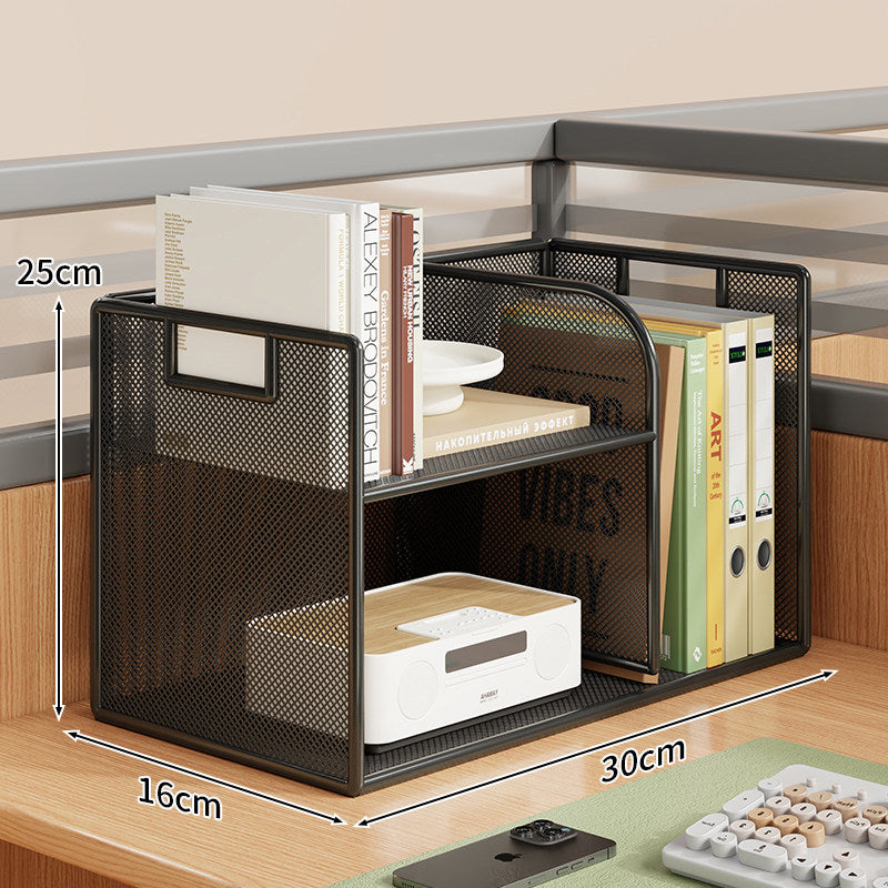 Mesh Desktop Open-Shelf Organizer with Integrated Handles and Dividers