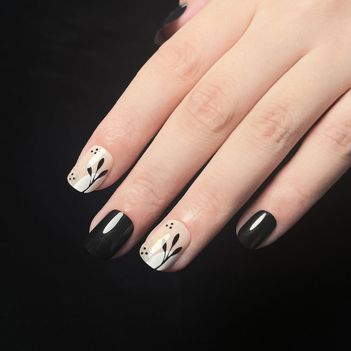 Artistic Floral and Glitter Press-On Nails Stornfield