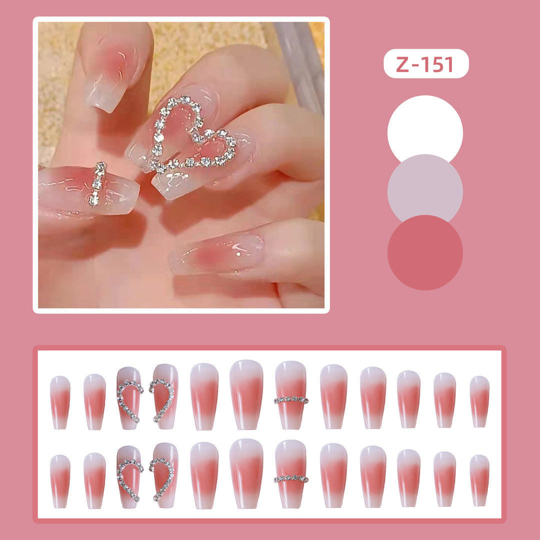 Heart-Embellished Press-On Nail Art Set Stornfield
