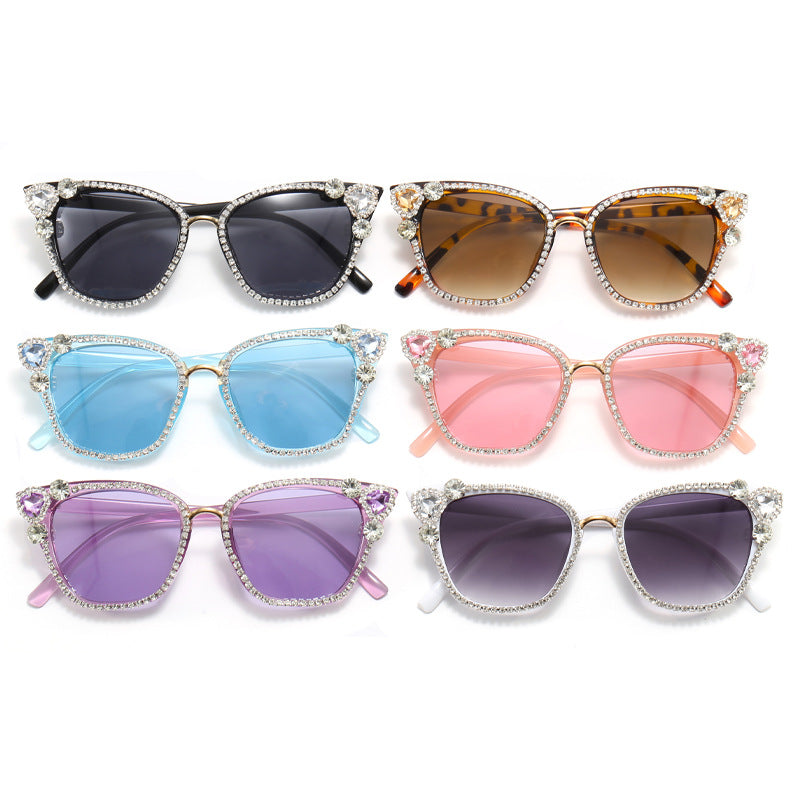 Women's Cat Eye Sunglasses with Sparkling Crystal Decorations Stornfield