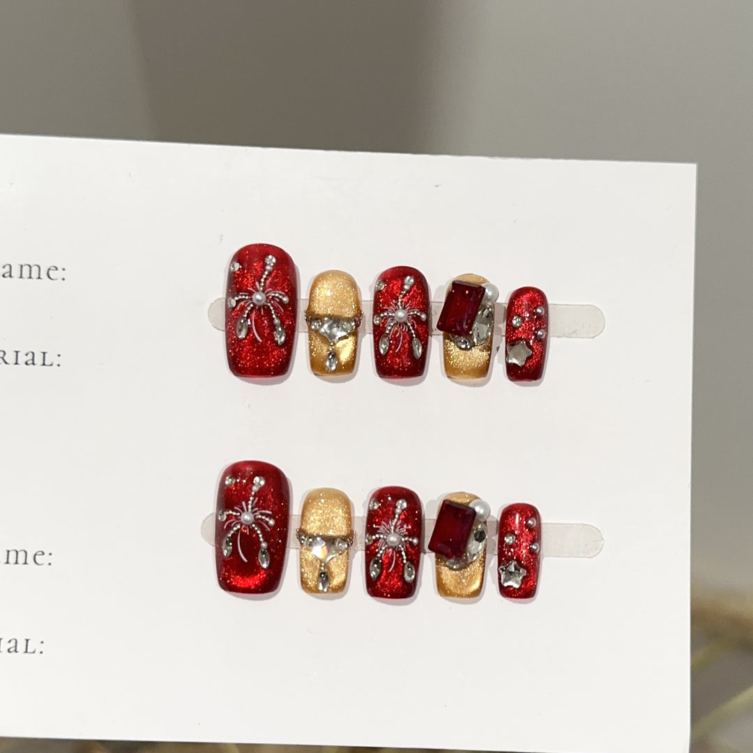 Themed Press-On Nail Art Set with Spider Accents