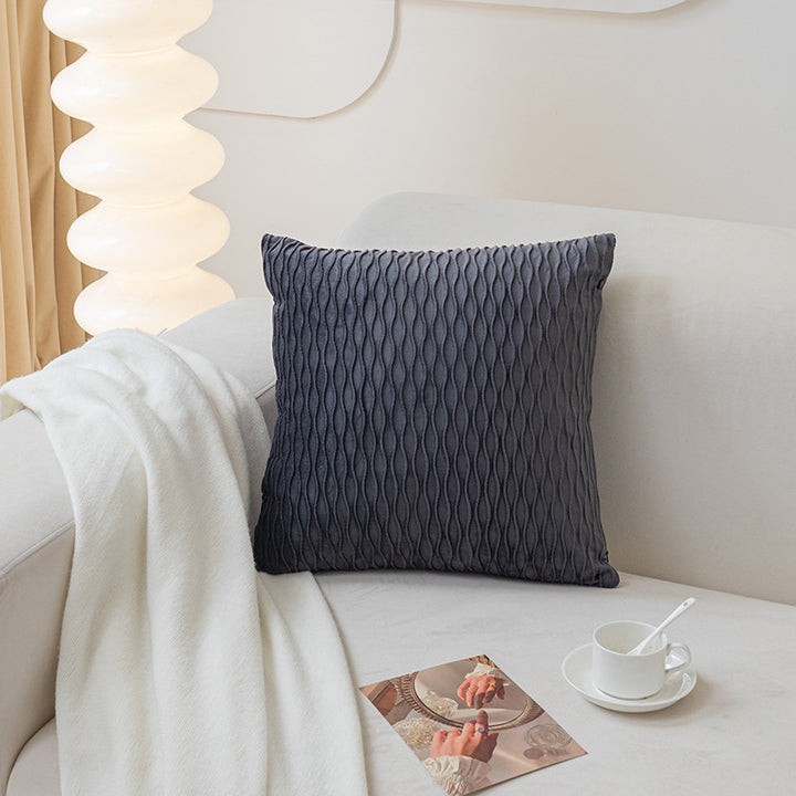 Sculpted Wave-Texture Velvet Square Pillow Cover with Hidden Zipper